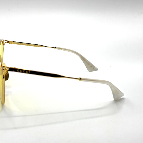 Gucci Sunglasses GG1375SA-002 Womens Gold Metal Cat Eye Frame Yellow Lens 62mm main image 6